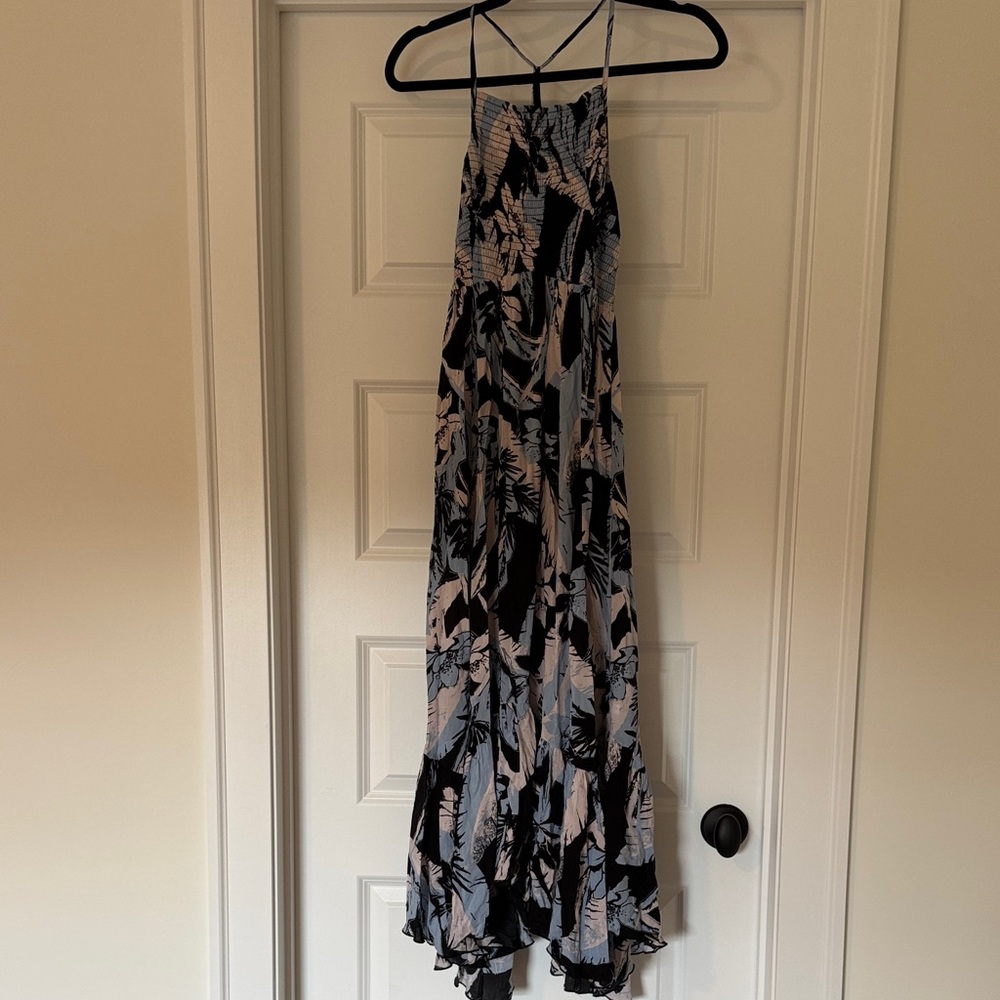 NWOT Free People Black and Cream Floral Maxi Dress